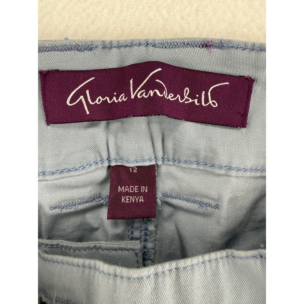 Gloria Vanderbilt Capri Pants Womens 12 Blue Stretch Amanda Cropped Tie Hem - Picture 2 of 11